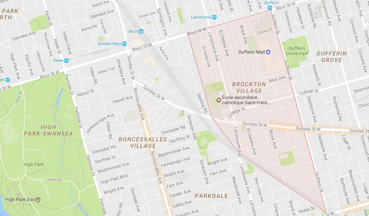 Mapa de Brockton Aldea barrio Toronto
