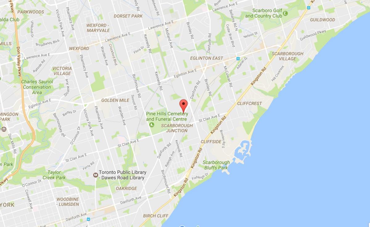 Mapa de Danforth estrada Toronto