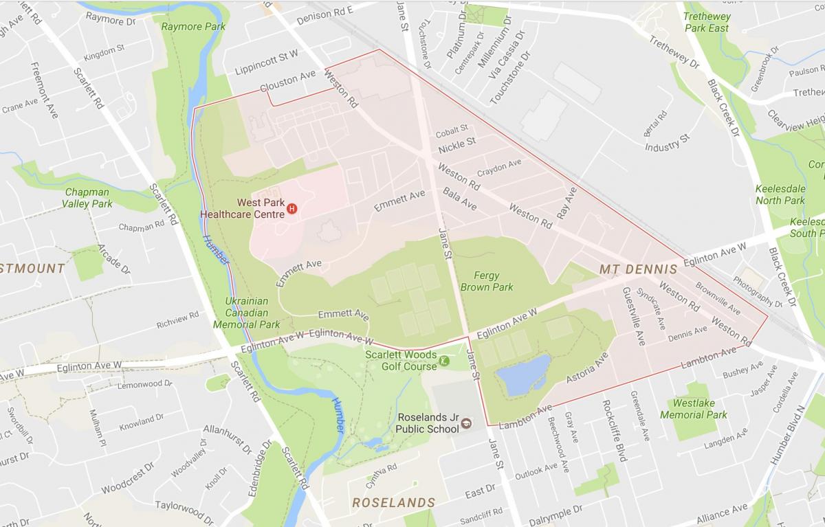 Mapa do Monte Dennis barrio Toronto
