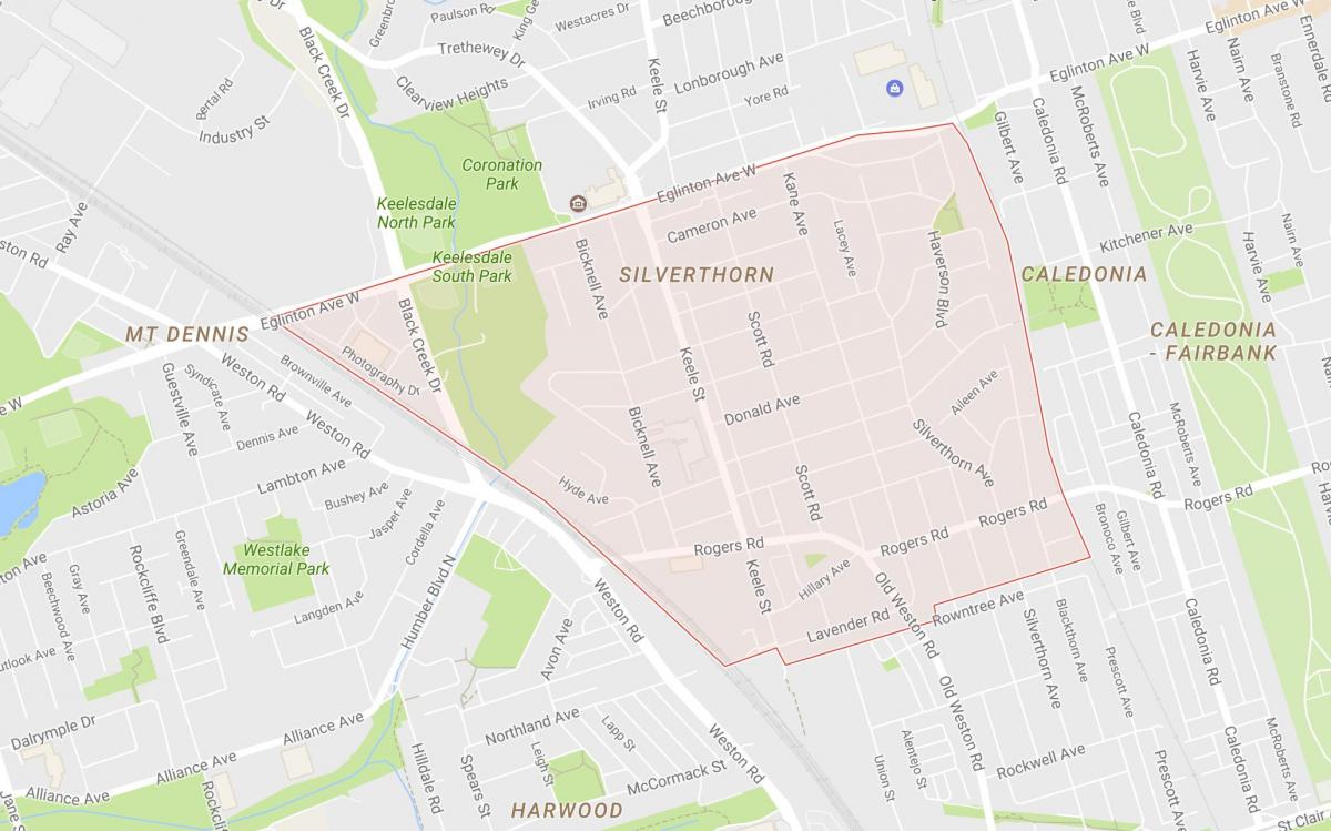 Mapa de Silverthorn barrio Toronto