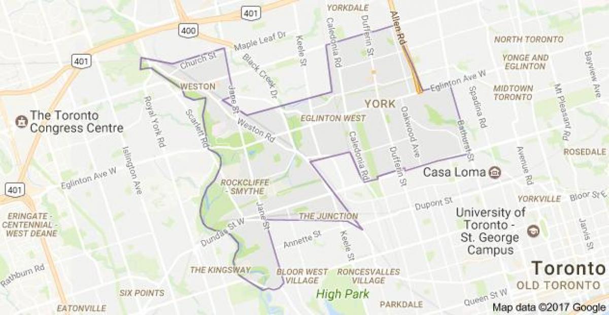 Mapa de York Toronto, Canadá