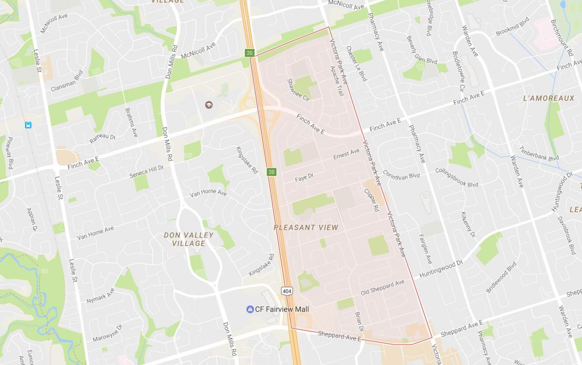 Mapa de Agradable Vista barrio Toronto