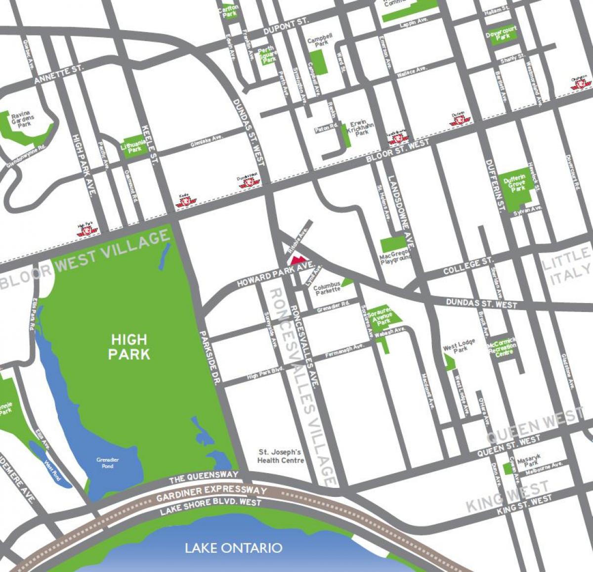 Mapa de Alta parque Toronto visión xeral