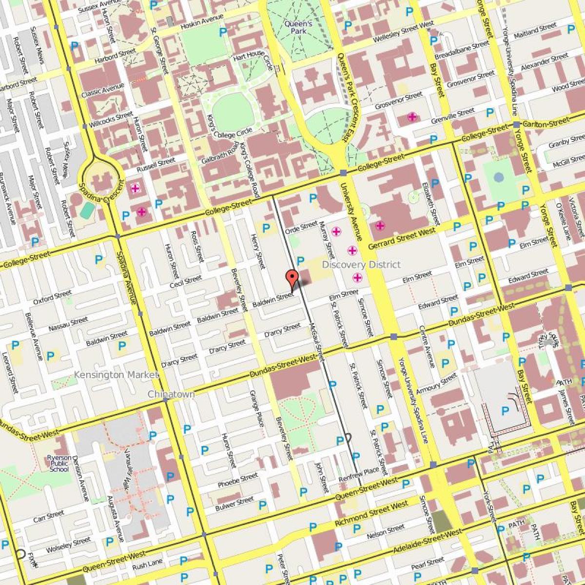Mapa de Baldwin Village Toronto