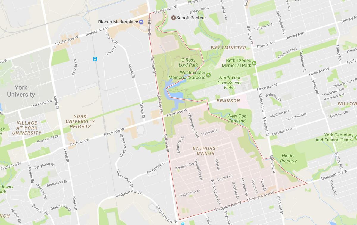 Mapa de Bathurst Manor barrio Toronto