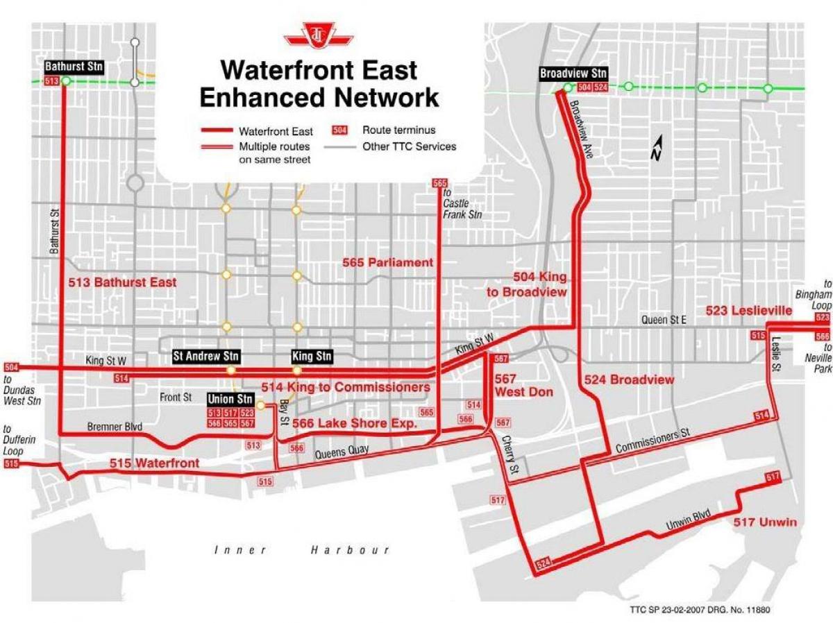 Mapa da Beira Leste reforzada rede Toronto