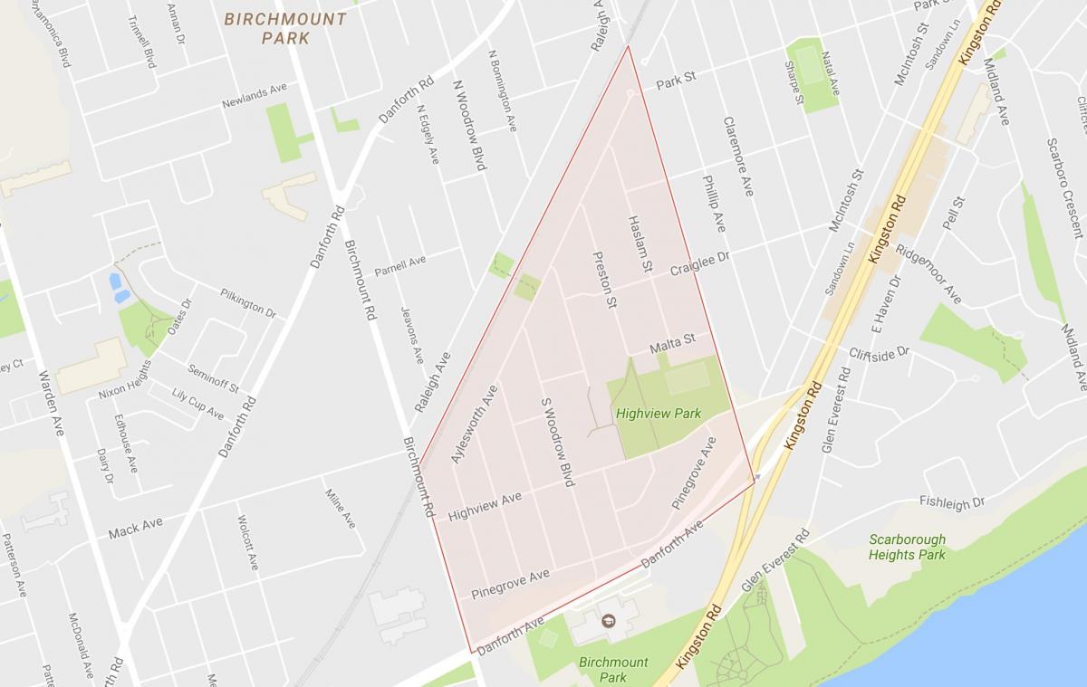 Mapa de Bidueiro Penedo Alturas barrio Toronto