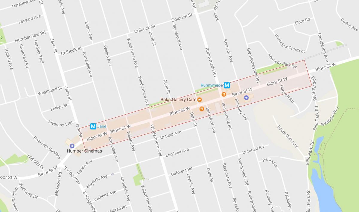 Mapa de Bloor Oeste Aldea barrio Toronto