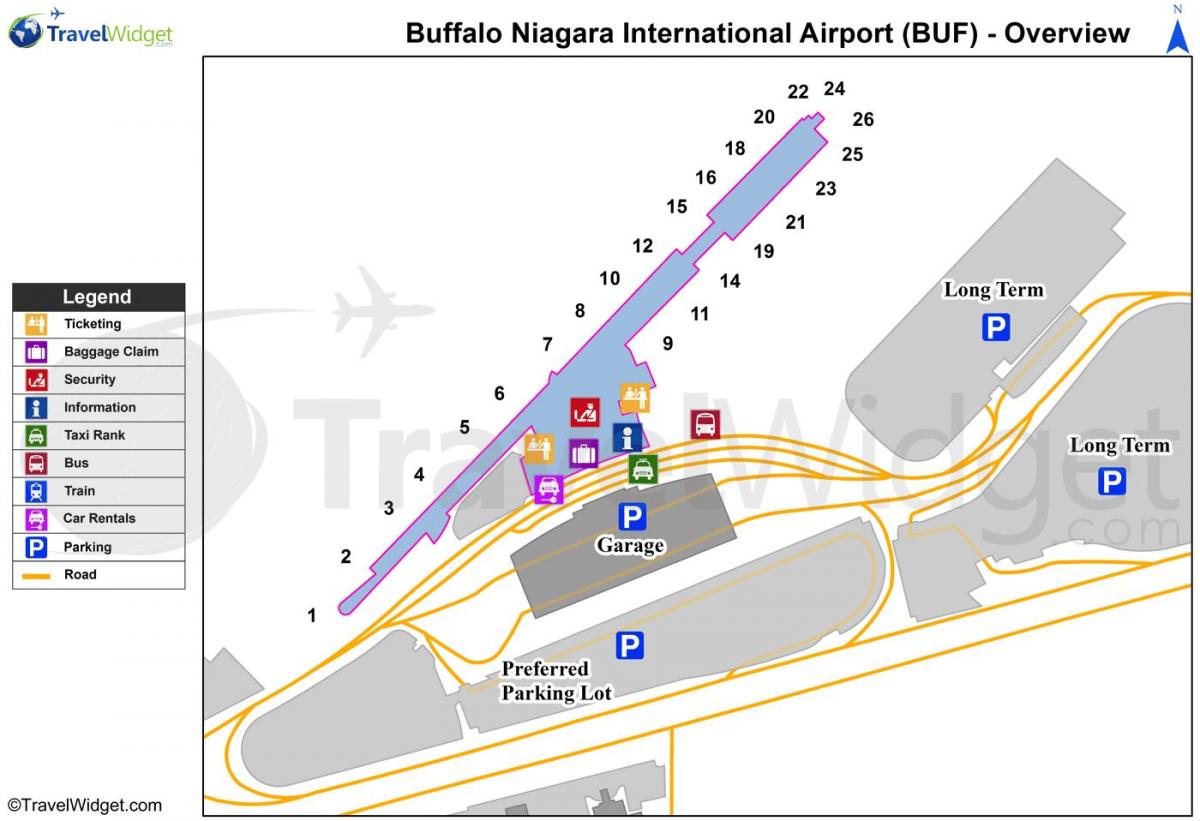 Mapa de Búfalo Niagara aeroporto
