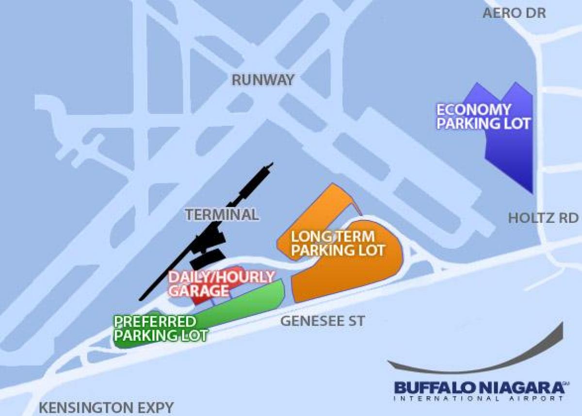Mapa de Búfalo Niagara aparcamento do aeroporto