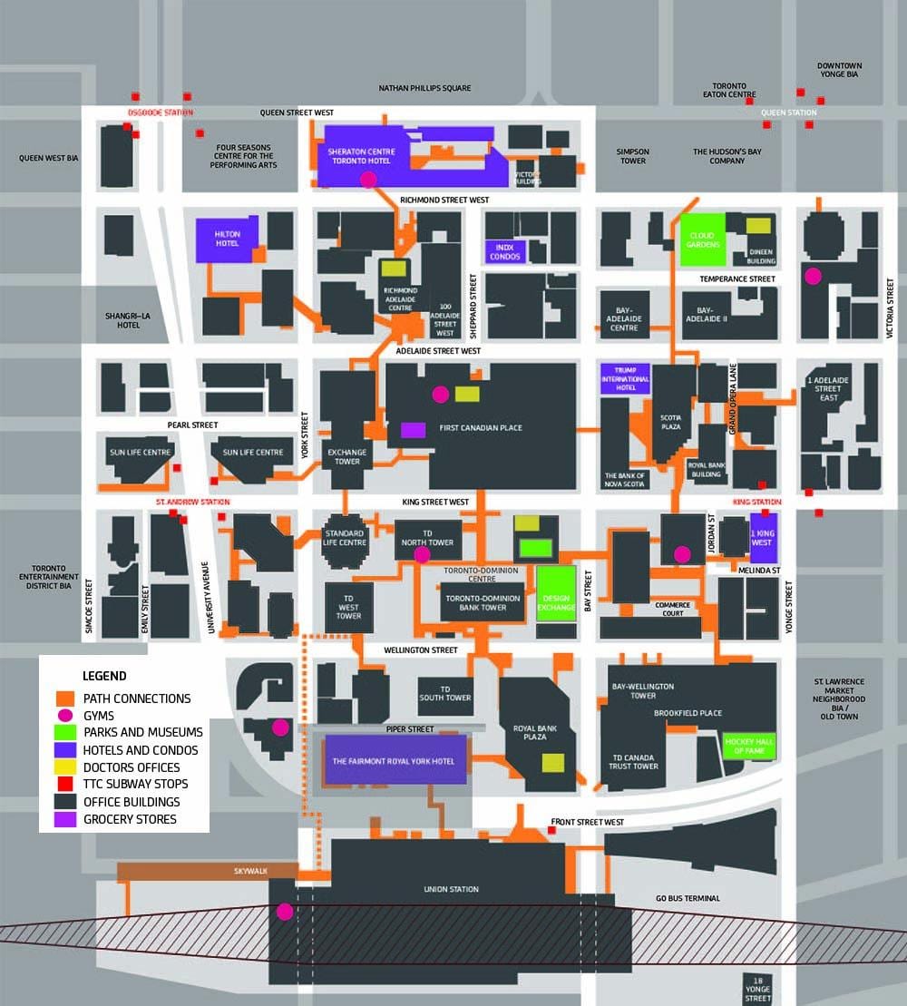 Mapa do Camiño Toronto Centro Pasarela de Peóns