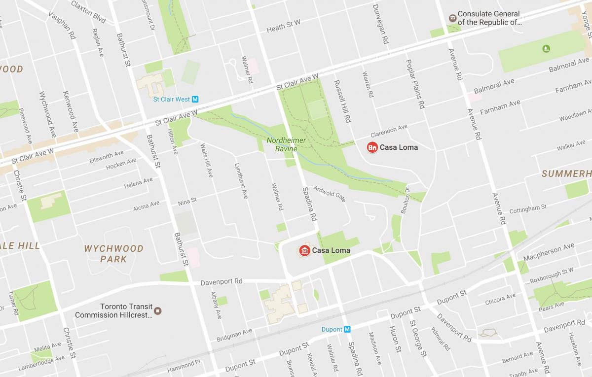 Mapa de Casa Loma barrio Toronto