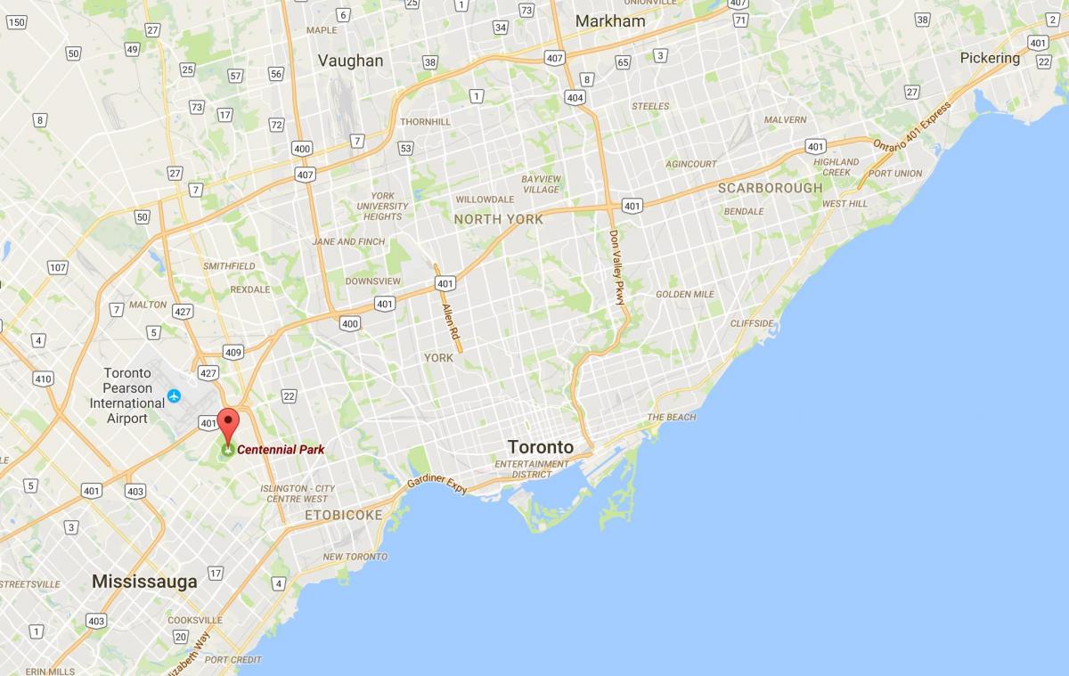Mapa do Centenario Parque provincia Toronto