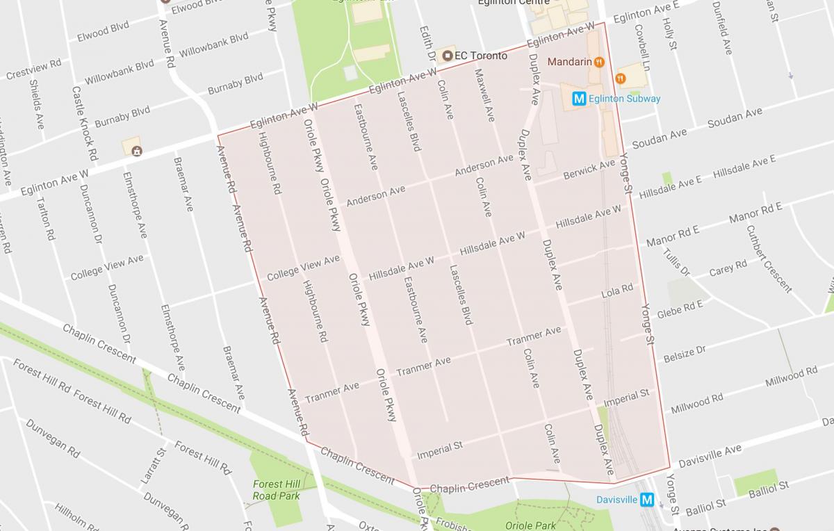 Mapa de Chaplin Propiedades barrio Toronto