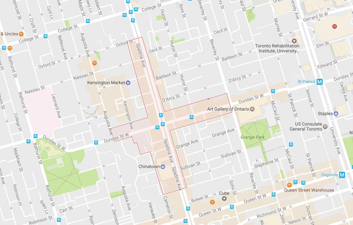 Mapa de Chinatown barrio Toronto