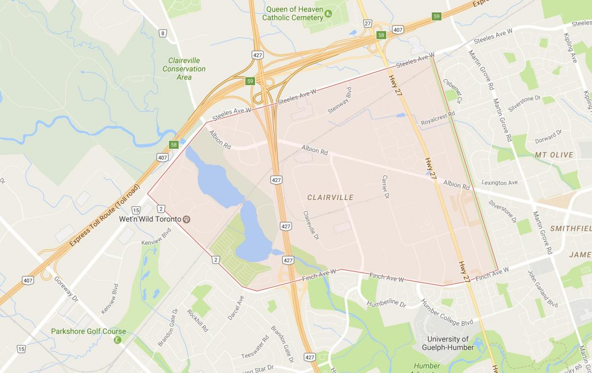 Mapa de Clairville barrio Toronto