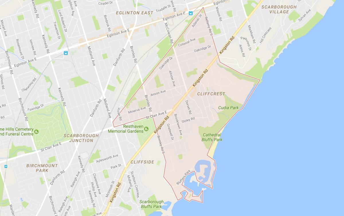 Mapa de Cliffcrest barrio Toronto