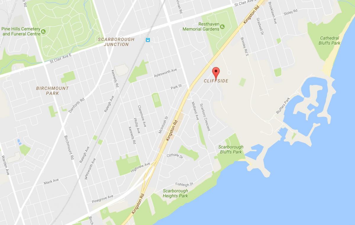 Mapa de Cliffside barrio Toronto