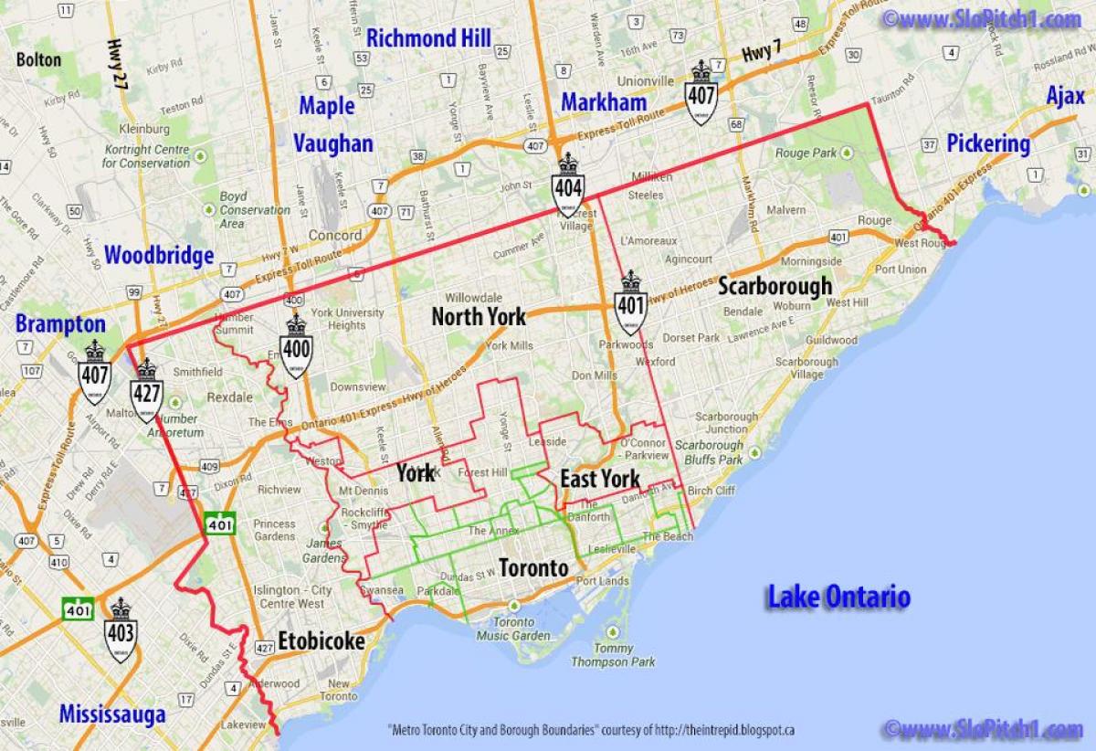 Mapa dos concellos Toronto
