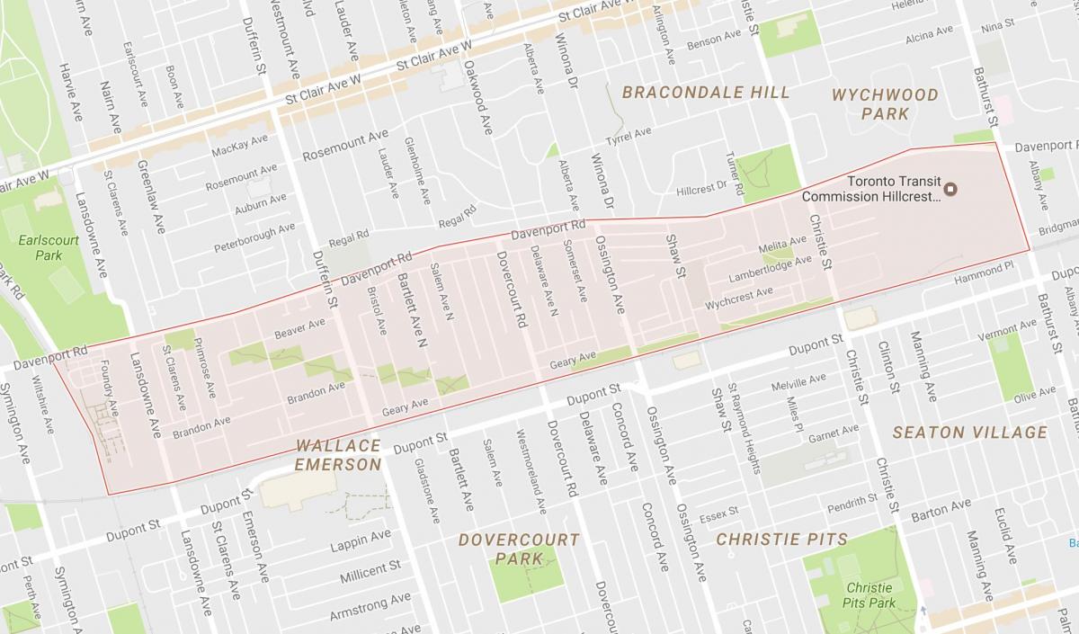 Mapa de Davenport barrio Toronto