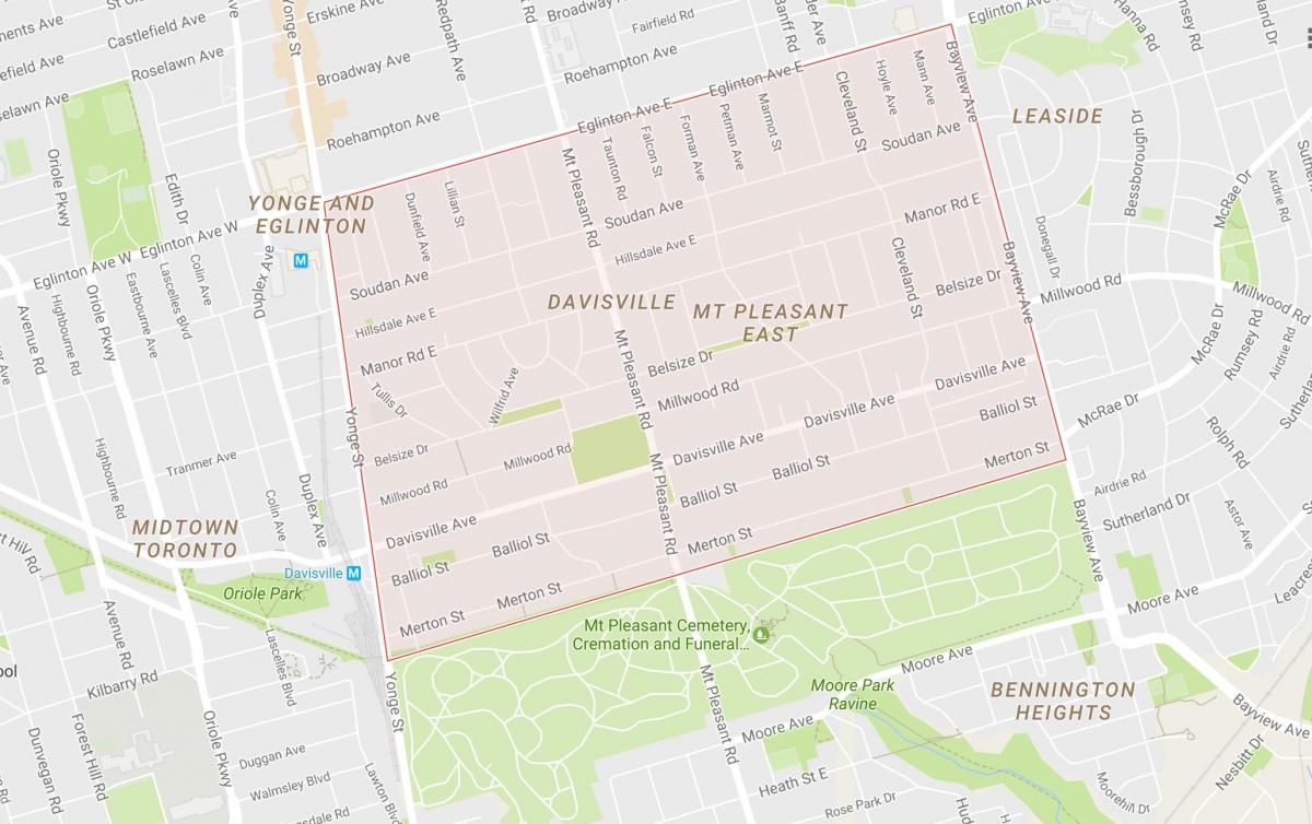 Mapa de Davisville Aldea barrio Toronto