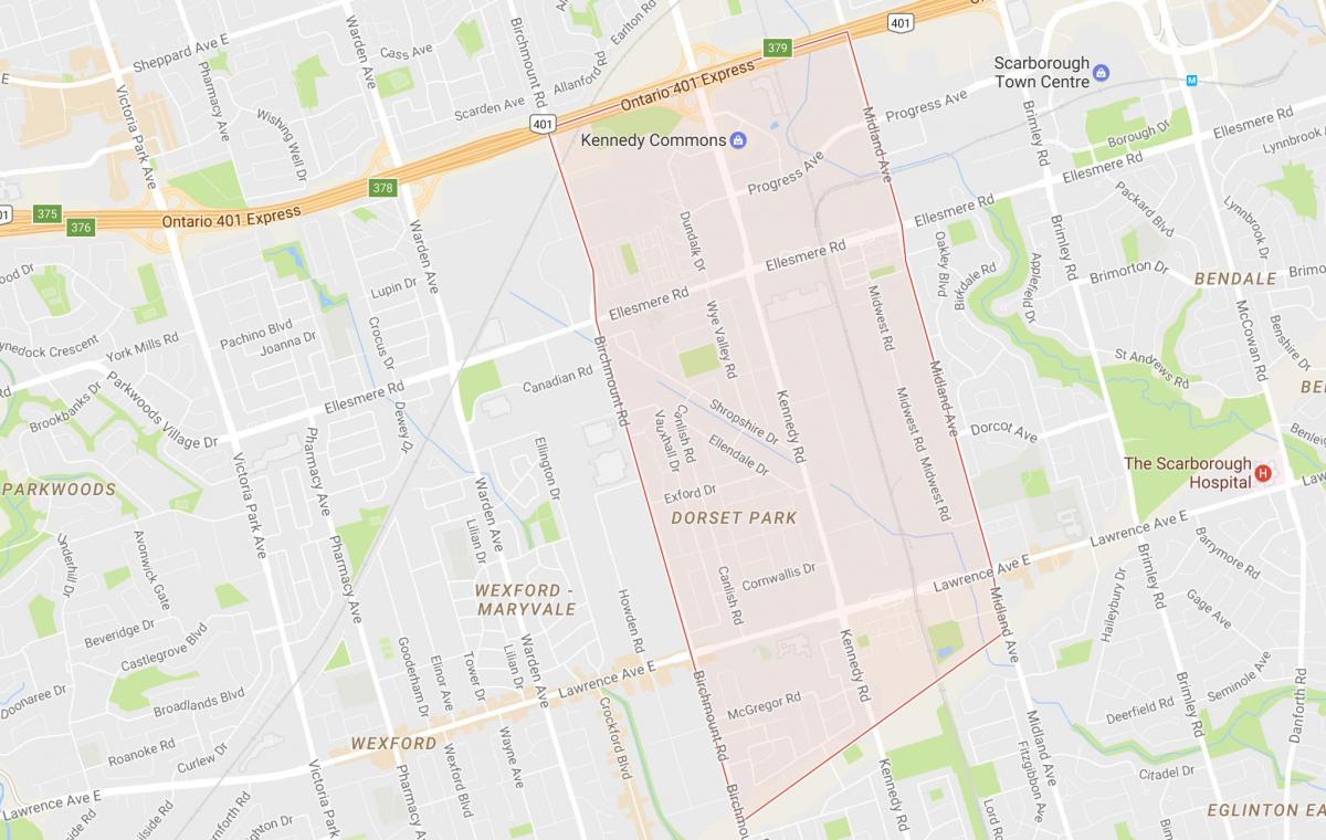 Mapa de Dorset barrio Parque Toronto