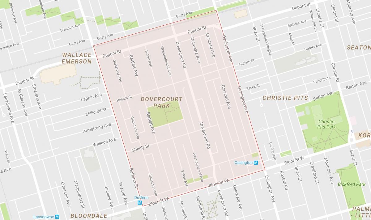 Mapa de Dovercourt barrio Parque Toronto