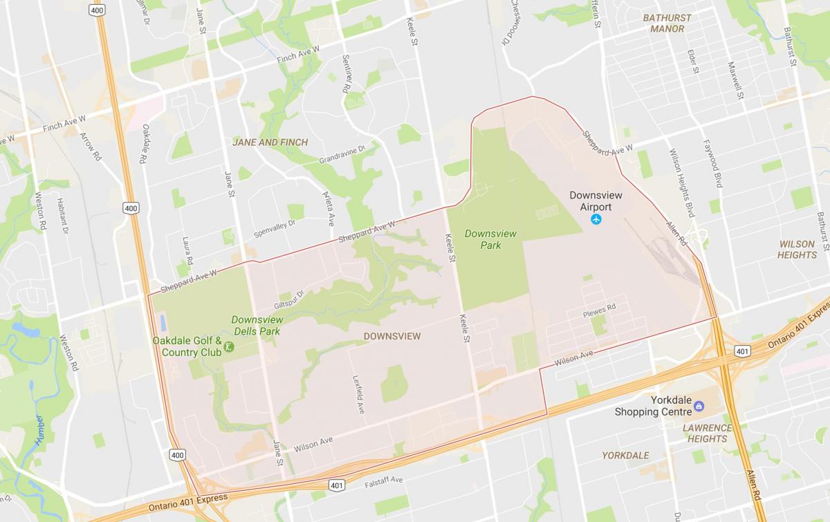 Mapa de Downsview barrio Toronto