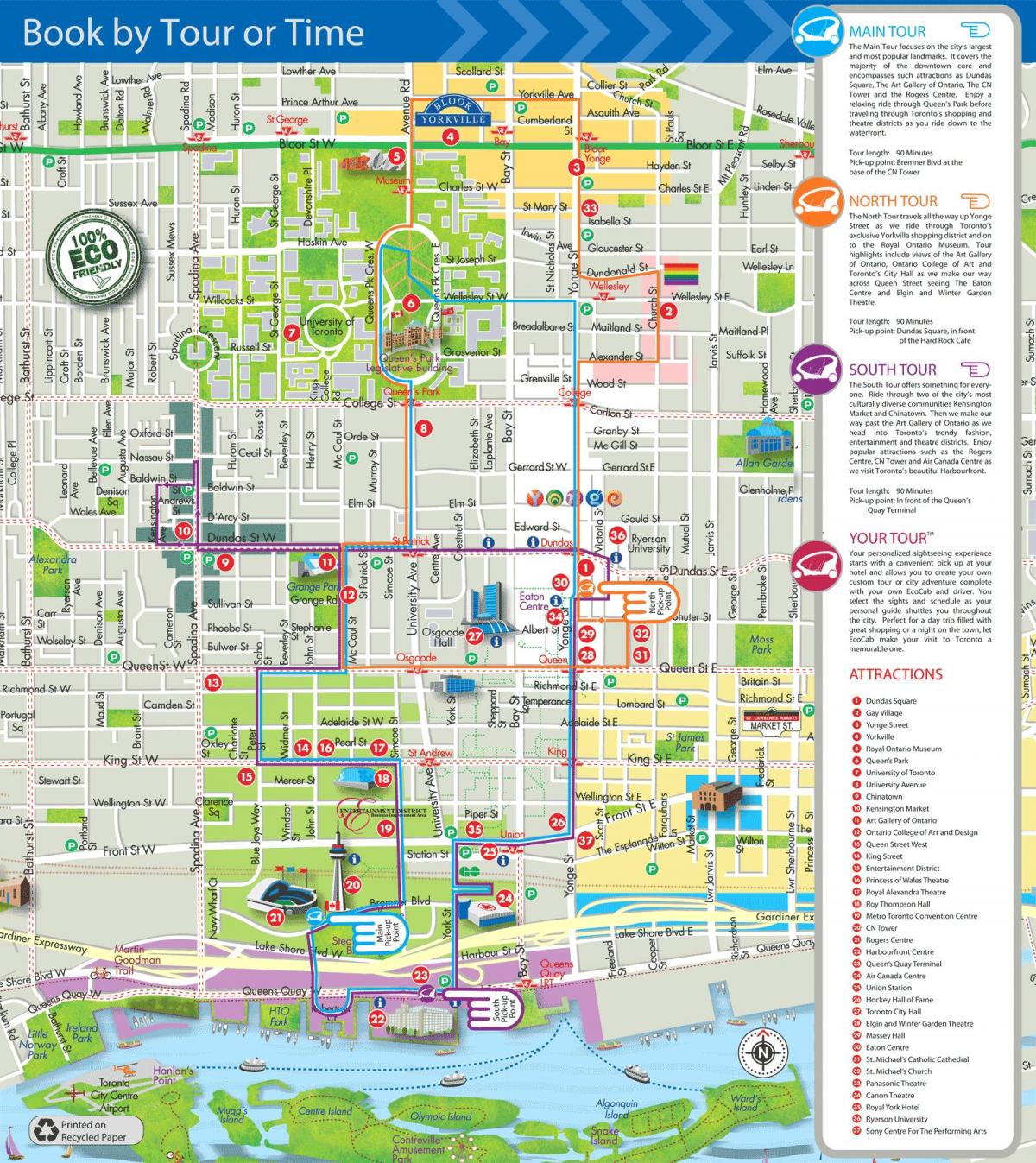 Mapa de Eco taxi paseos Toronto