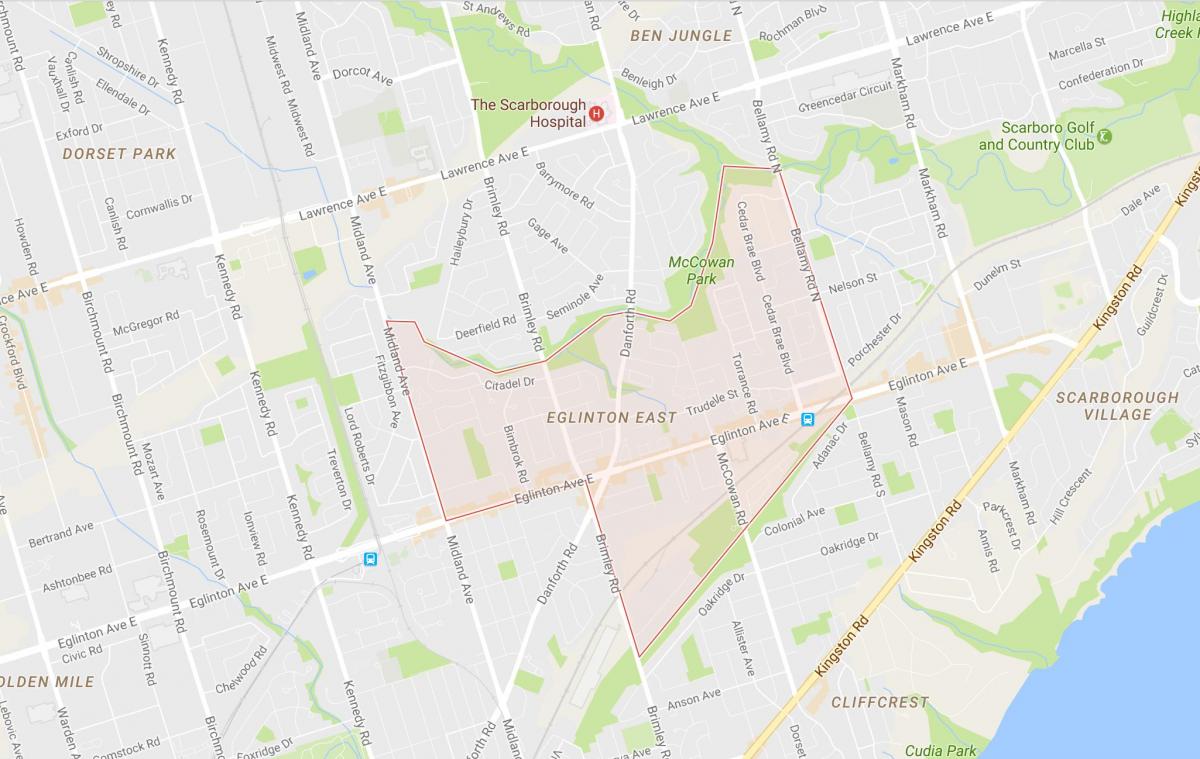 Mapa de Eglinton Leste barrio Toronto