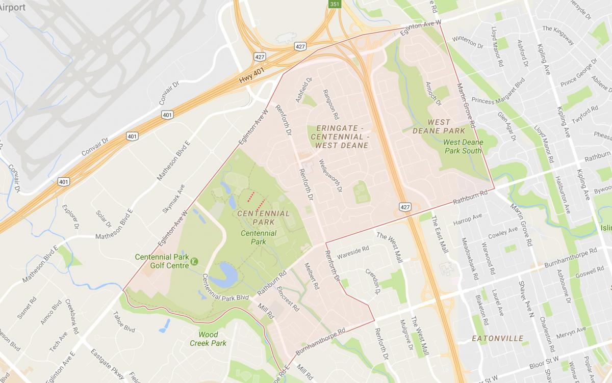 Mapa de Eringate barrio Toronto