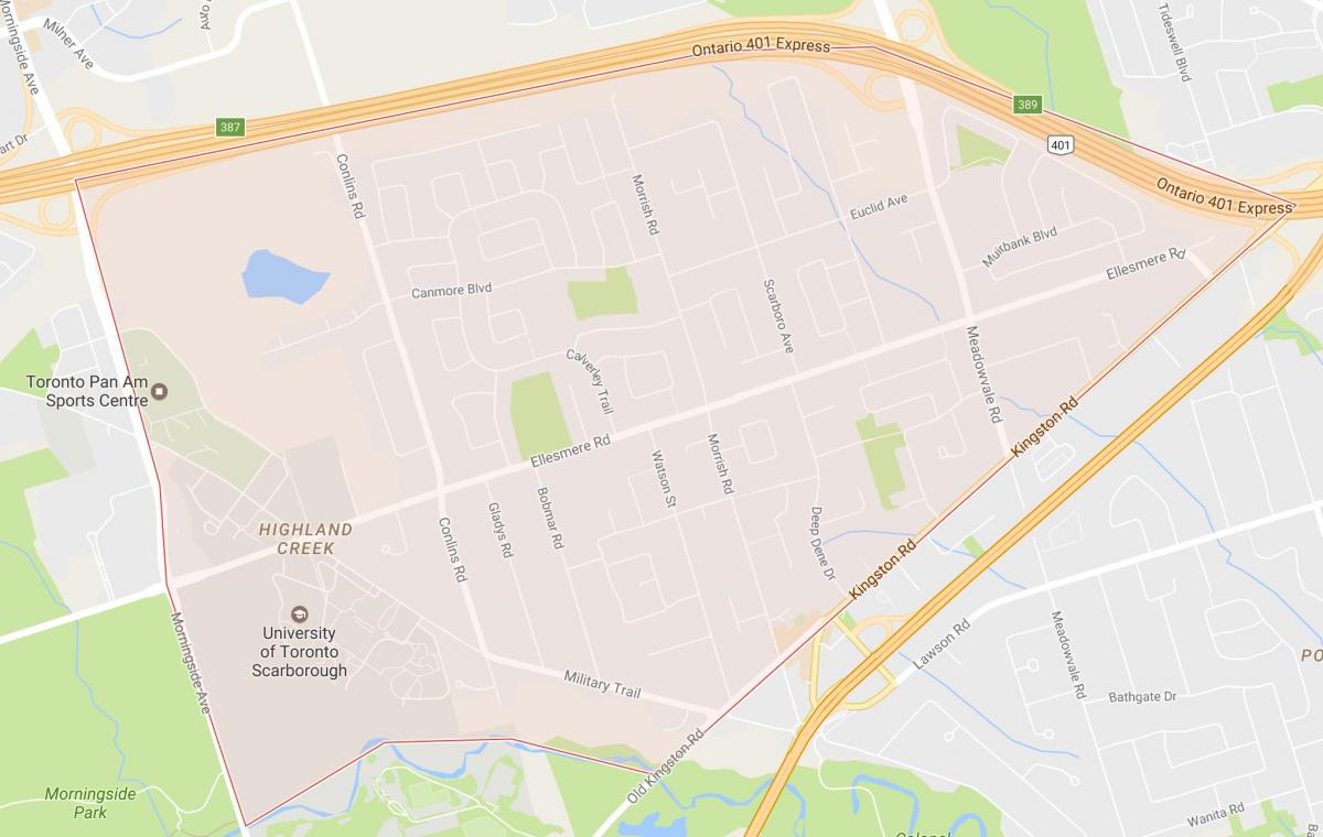 Mapa de Highland Creek barrio Toronto