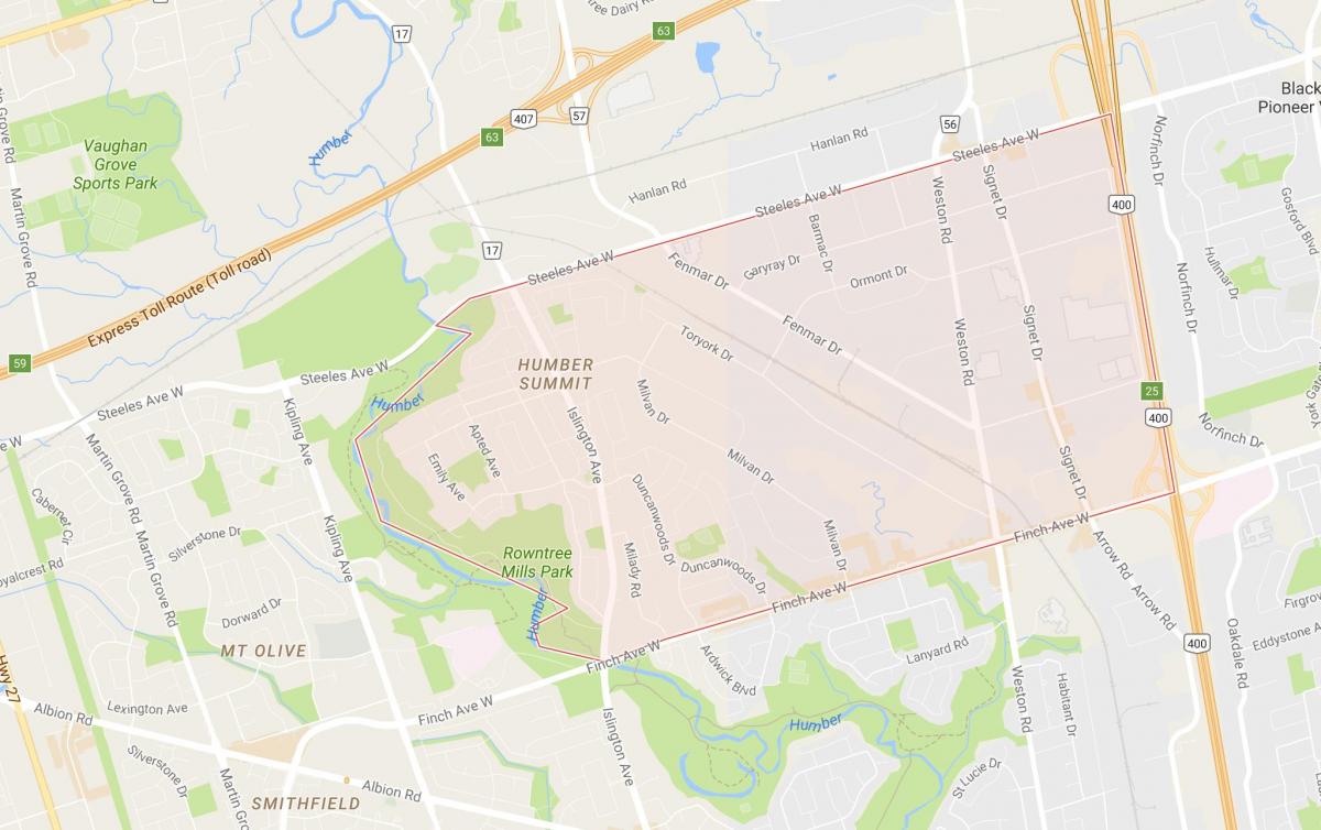 Mapa de Humber Cumio barrio Toronto