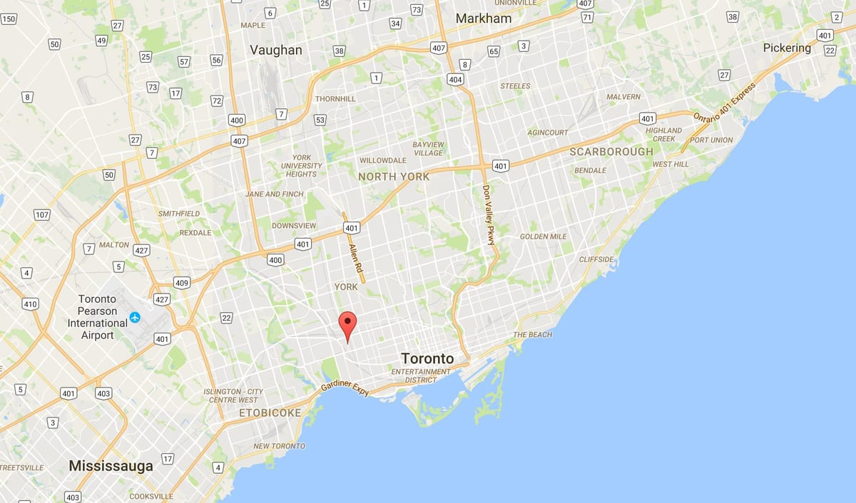 Mapa de Intersección Triángulo provincia Toronto