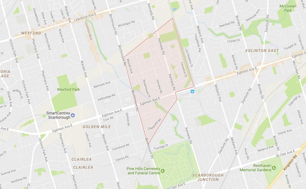 Mapa de Ionview barrio Toronto