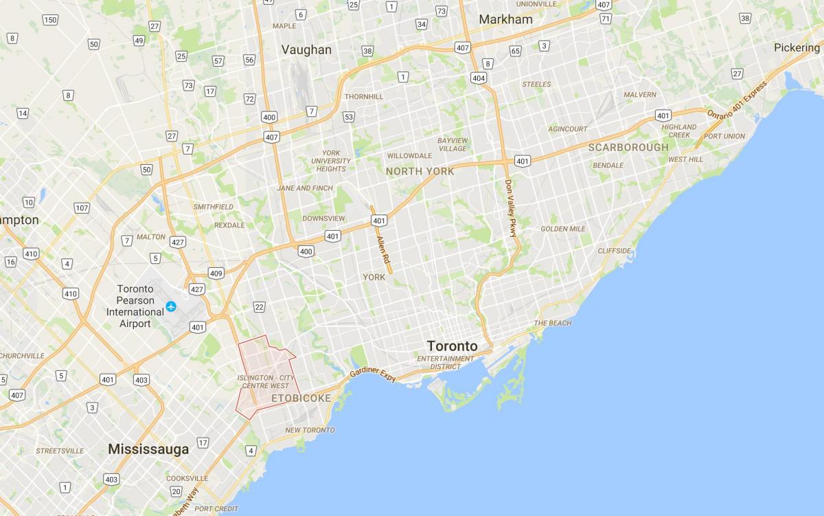 Mapa de Islington-Centro da Cidade Oeste da provincia Toronto