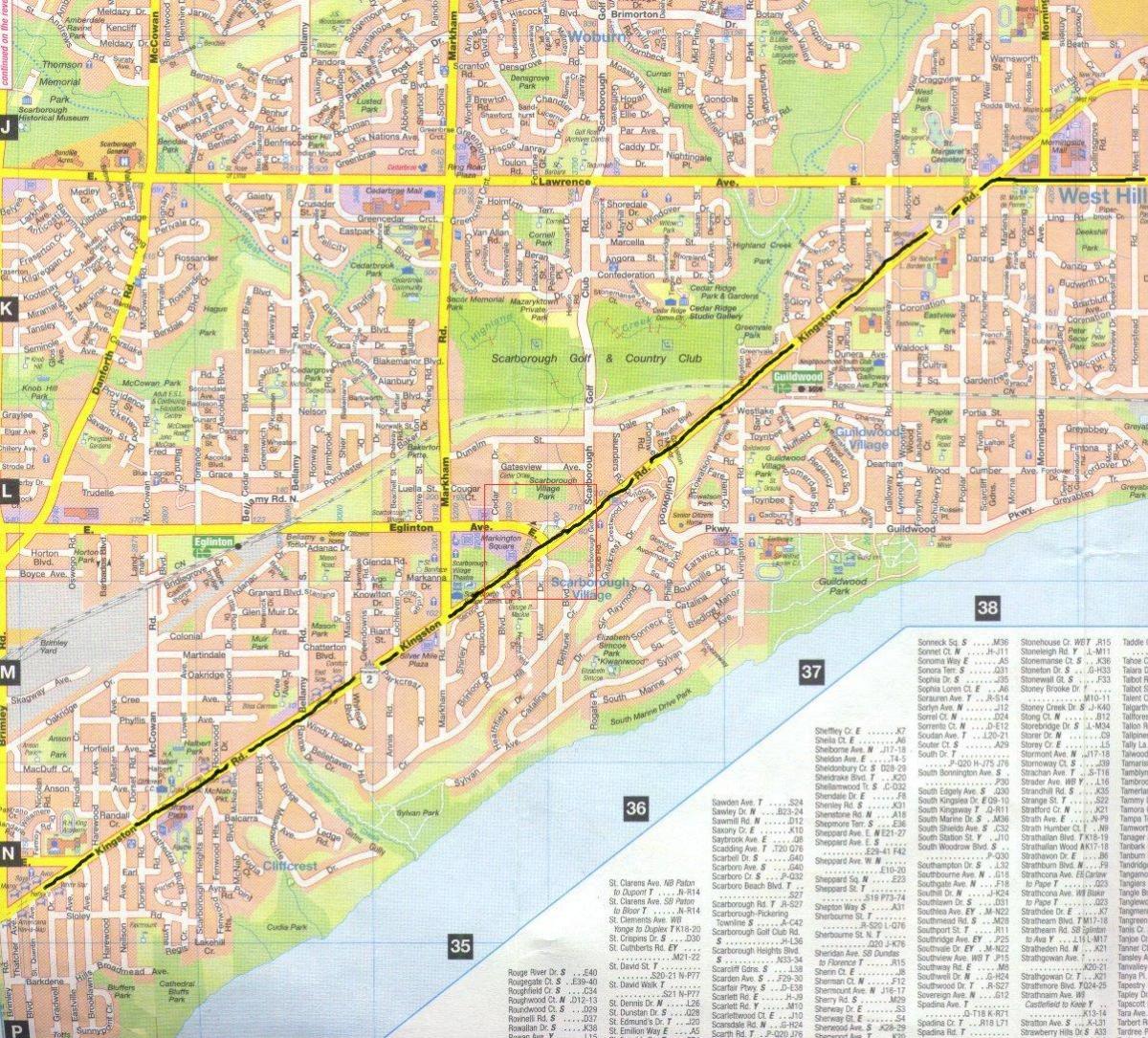 Mapa de Kingston estrada Toronto