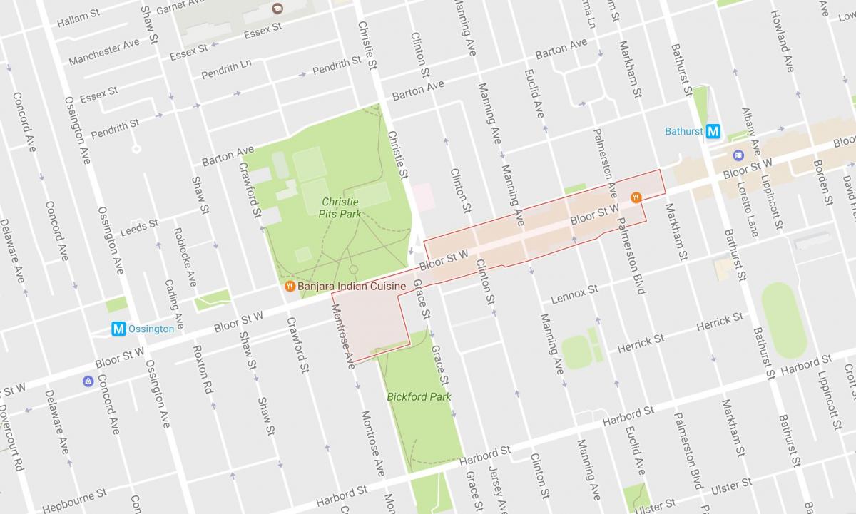 Mapa de Koreatown barrio Toronto