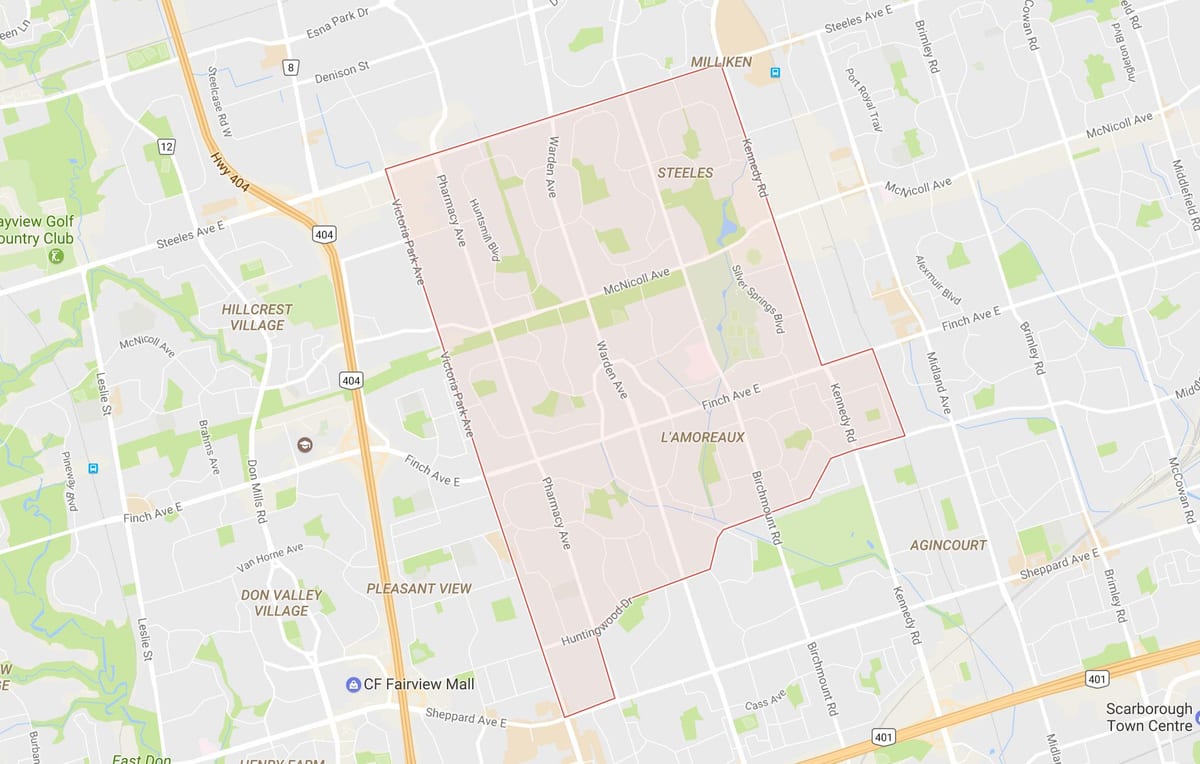 Mapa de L'Amoreaux barrio Toronto