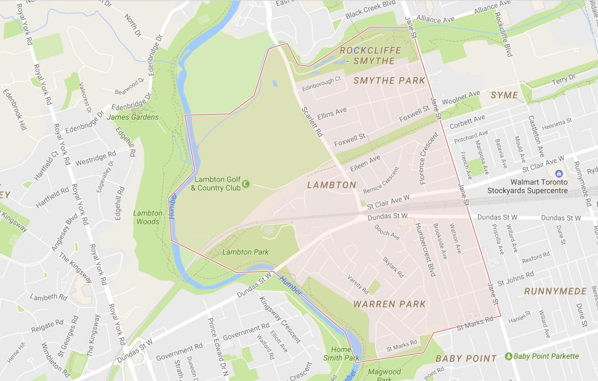 Mapa de Lambton barrio Toronto