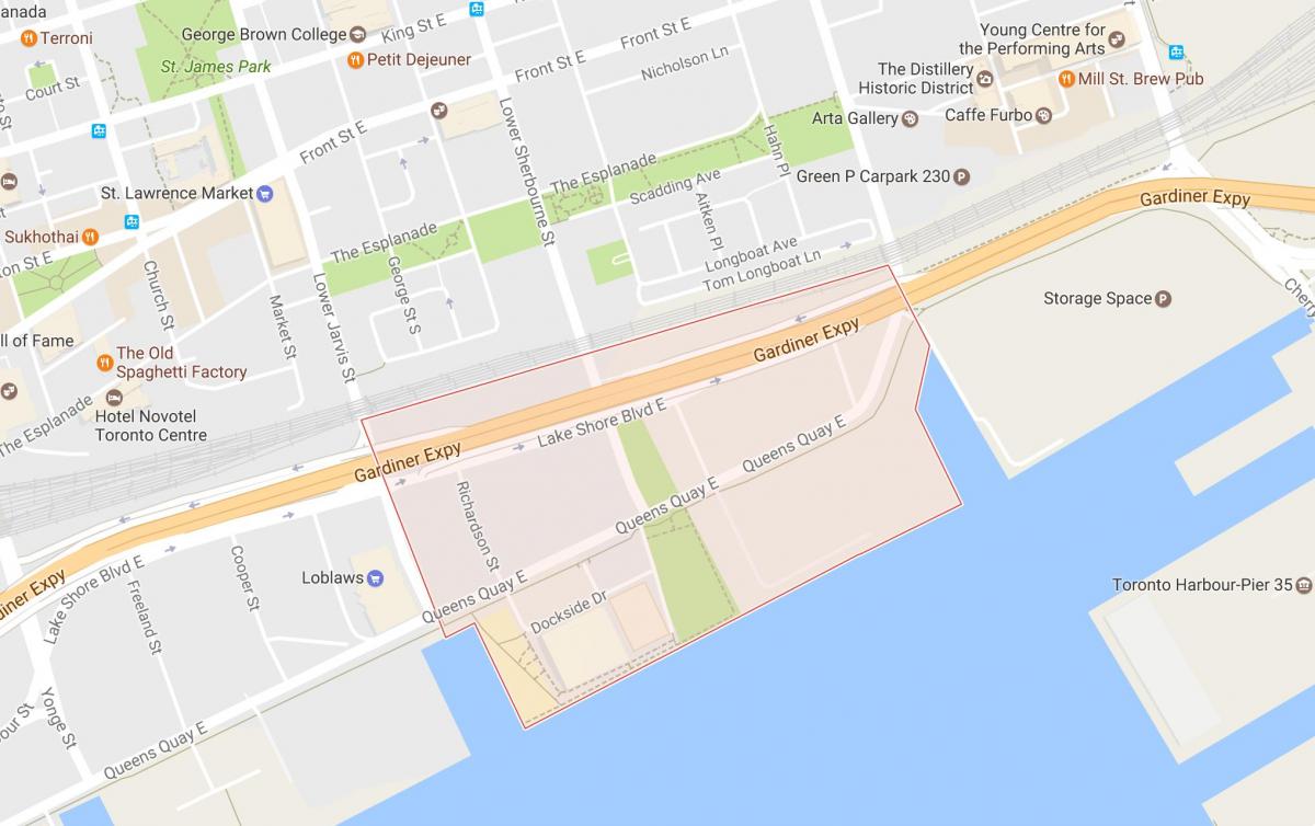 Mapa de Medio Bayfront barrio Toronto