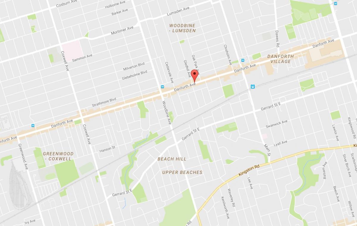 Mapa de Medio Danforth barrio Toronto