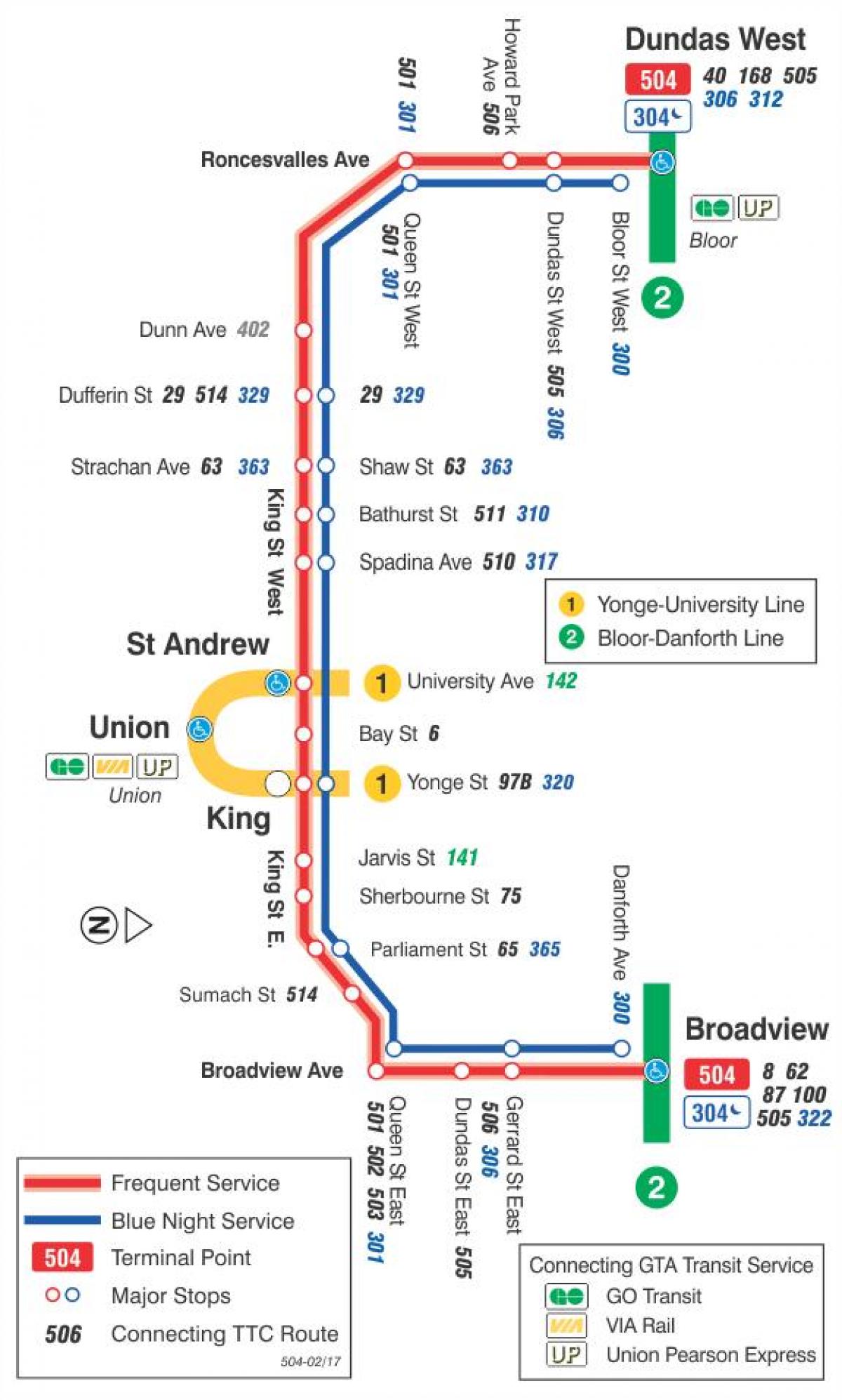 Mapa da liña de tranvía 504 Rei