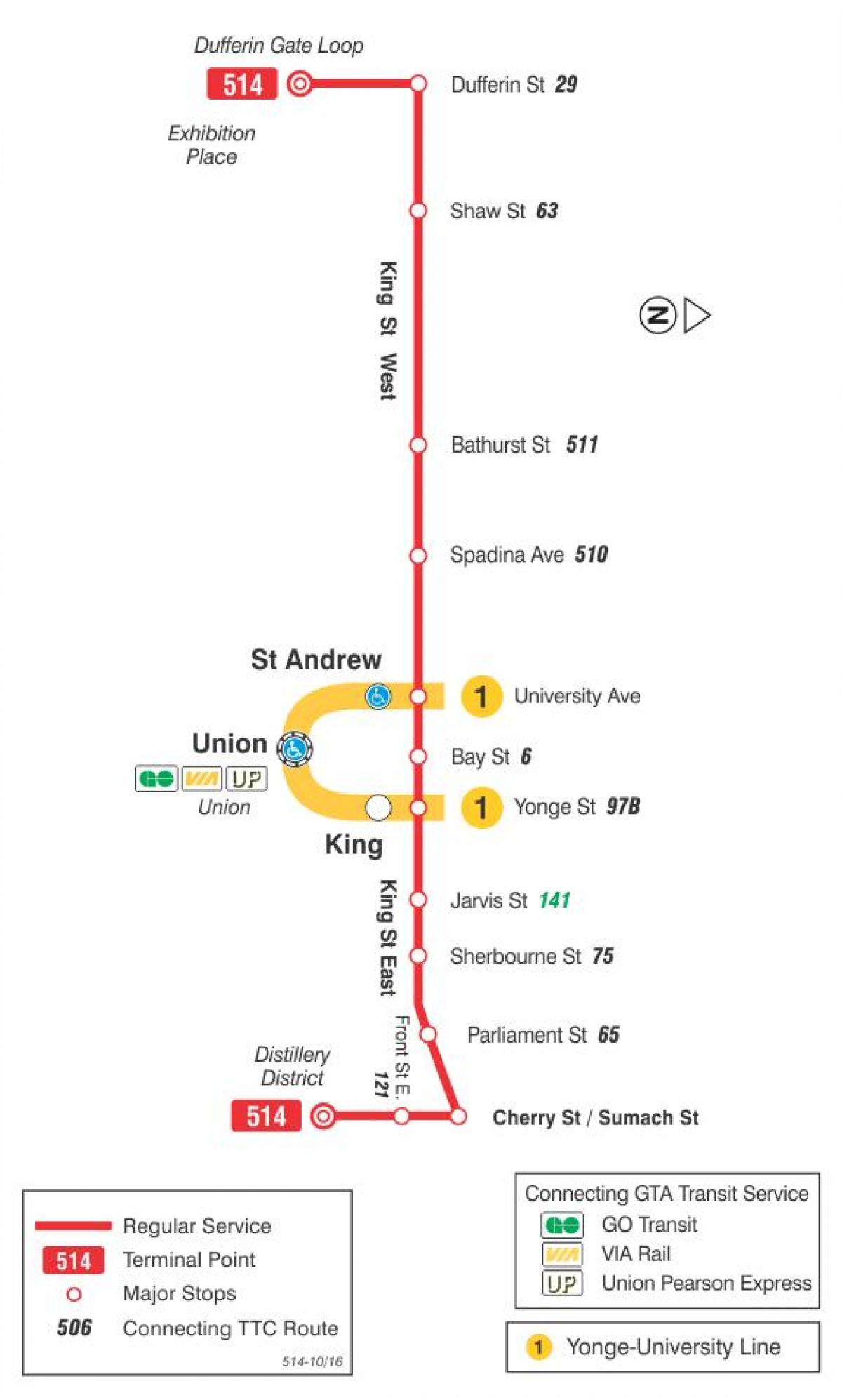Mapa da liña de tranvía 514 Cereixa