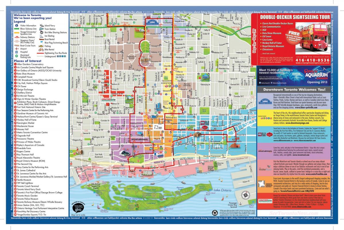 Mapa dos lugares de interese Toronto