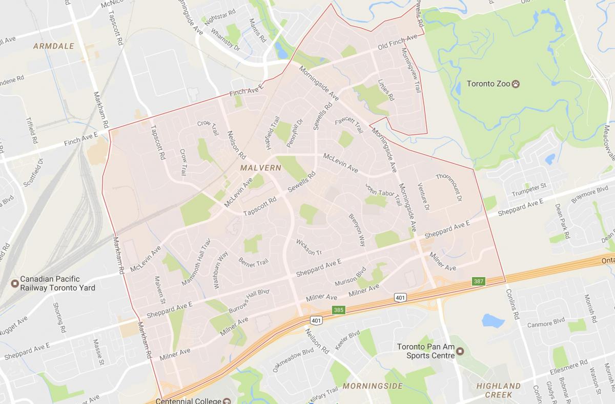 Mapa de Malvern barrio Toronto