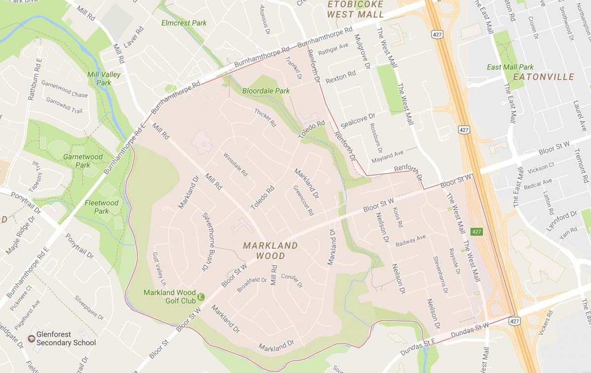 Mapa de Markland Madeira barrio Toronto
