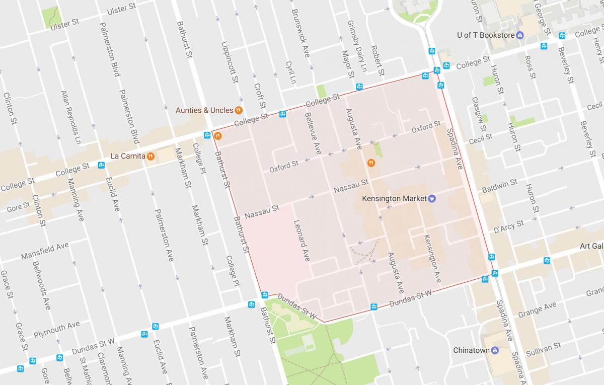 Mapa de Kensington Mercado barrio Toronto