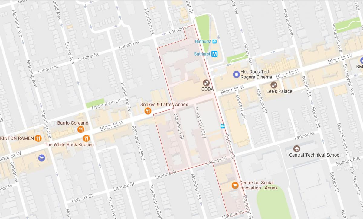 Mapa de Mirvish Aldea barrio Toronto