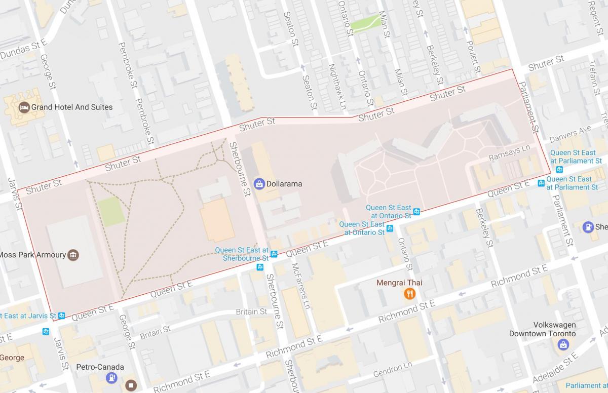 Mapa de Musgo barrio Parque Toronto